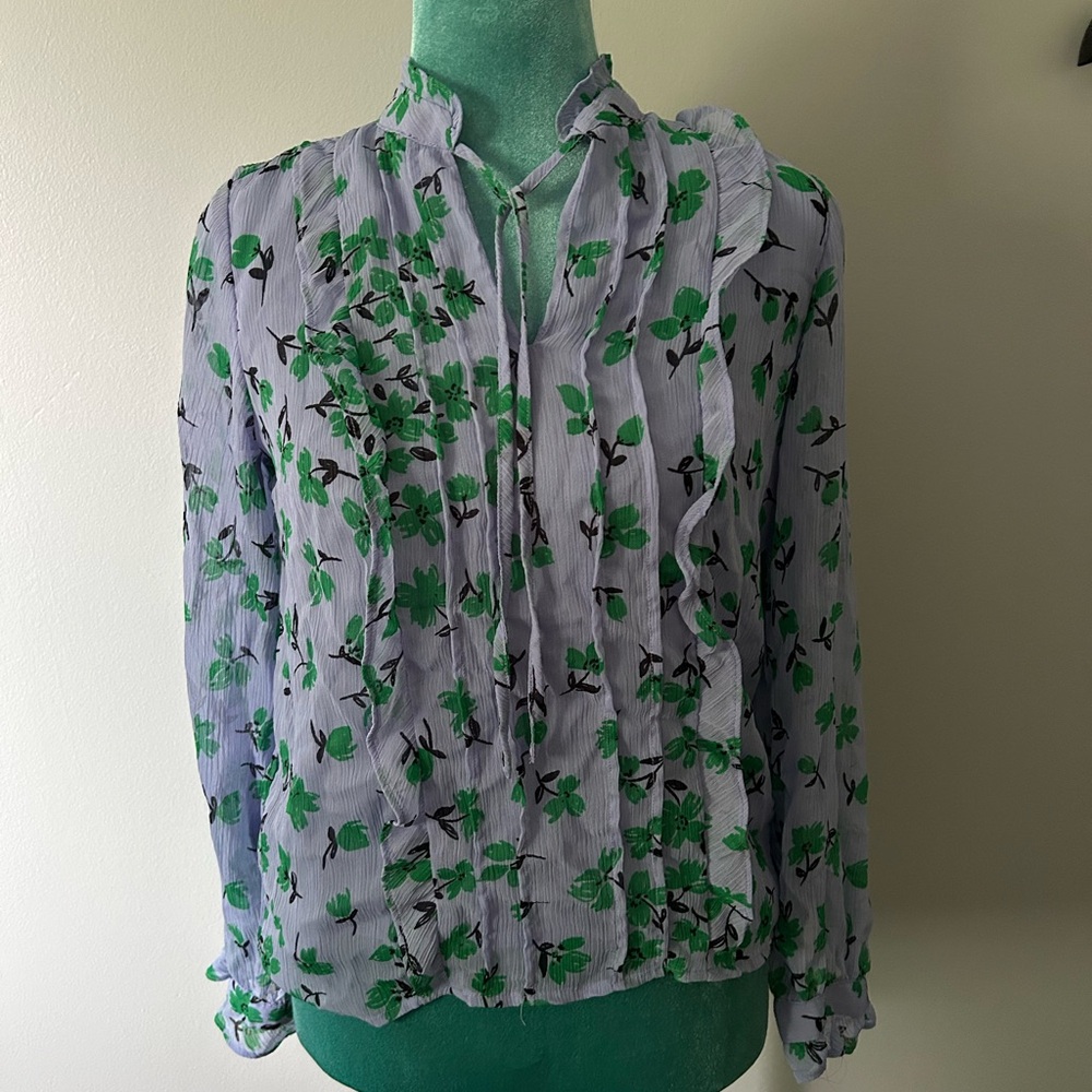 Ann Taylor Green and Black Blouse Elegant Top